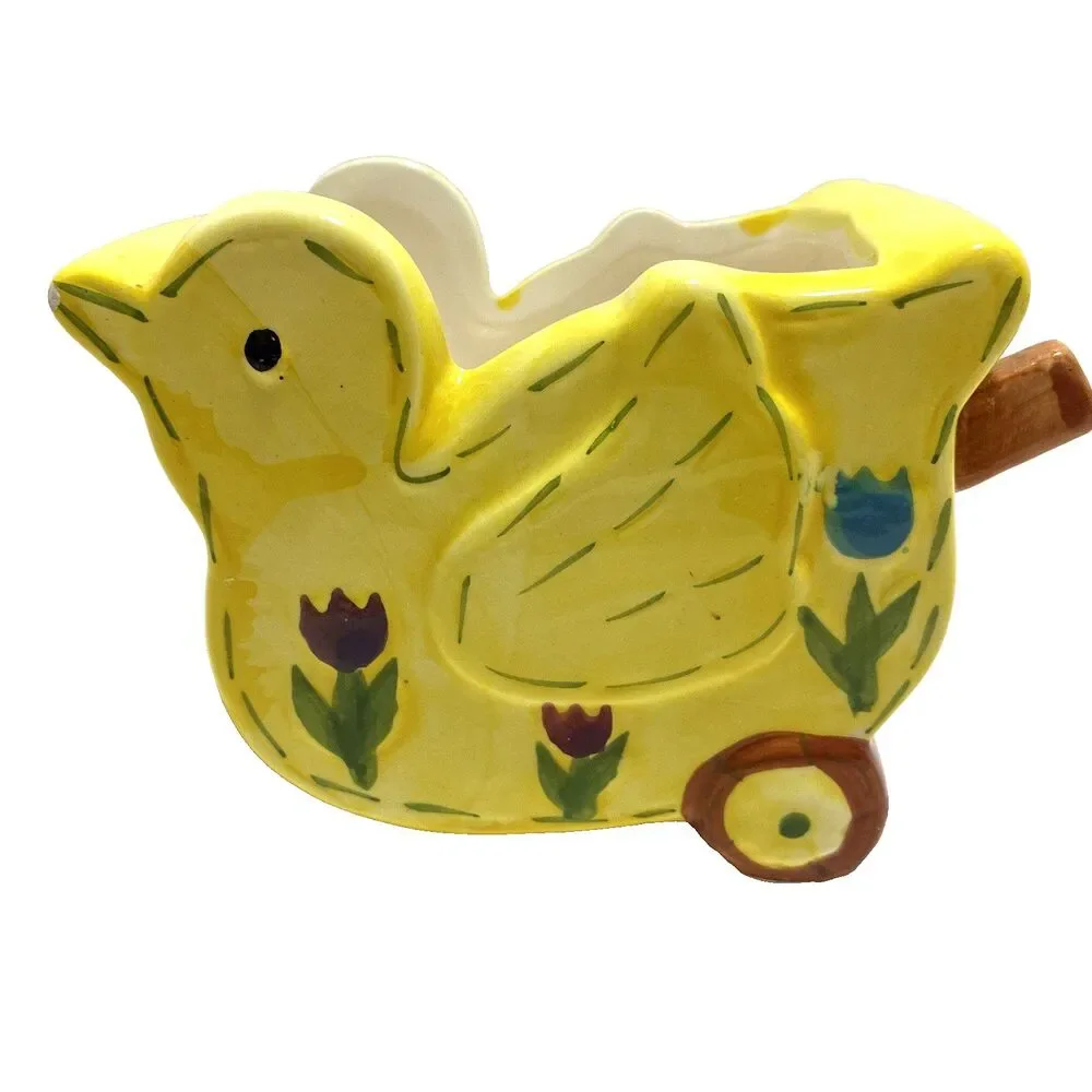 VTG Yellow Duck Wheelbarrow Planter (no drainage hole)